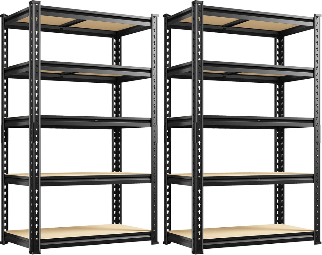Set of 2 Storage Shelves,5 Tier Garage Shelving Heavy Duty,2000LBS Adjustable Metal Shelf for Commercial