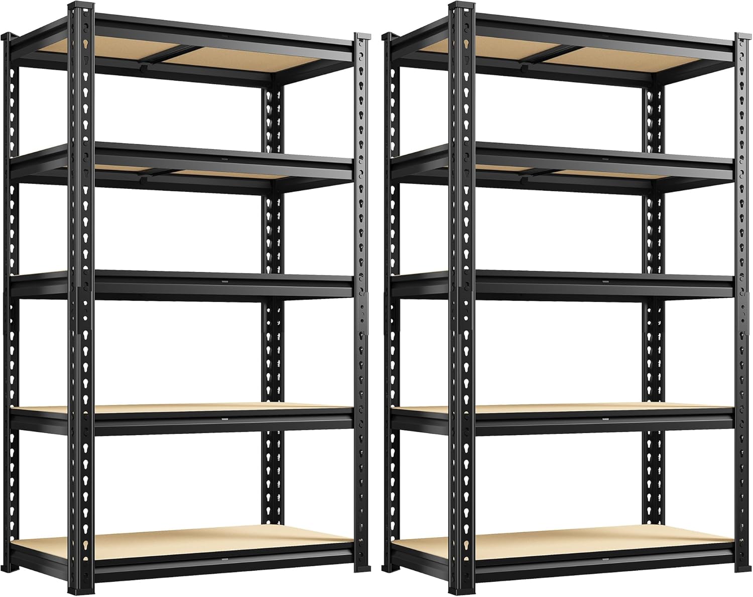 Set of 2 Storage Shelves,5 Tier Garage Shelving Heavy Duty,2000LBS Adjustable Metal Shelf for Commercial