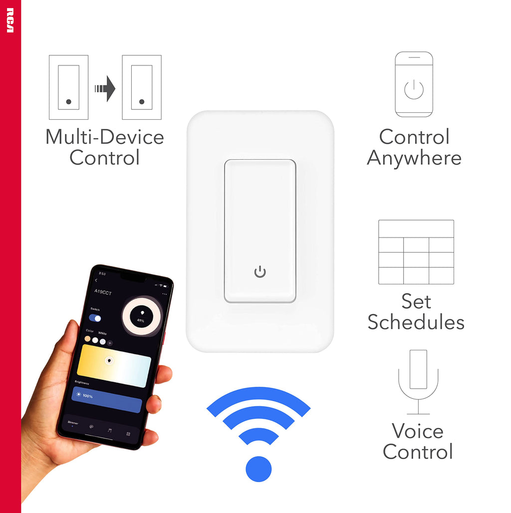 Smart Light Switch, Wireless 3 Way Light Switch, No Neutral Required, Alexa