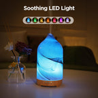 Essential Oil Diffuser Hand Blown Glass Aromatherapy Diffuser - Ultrasonic Cool Mist Scent Aroma Diffuser, Whisper