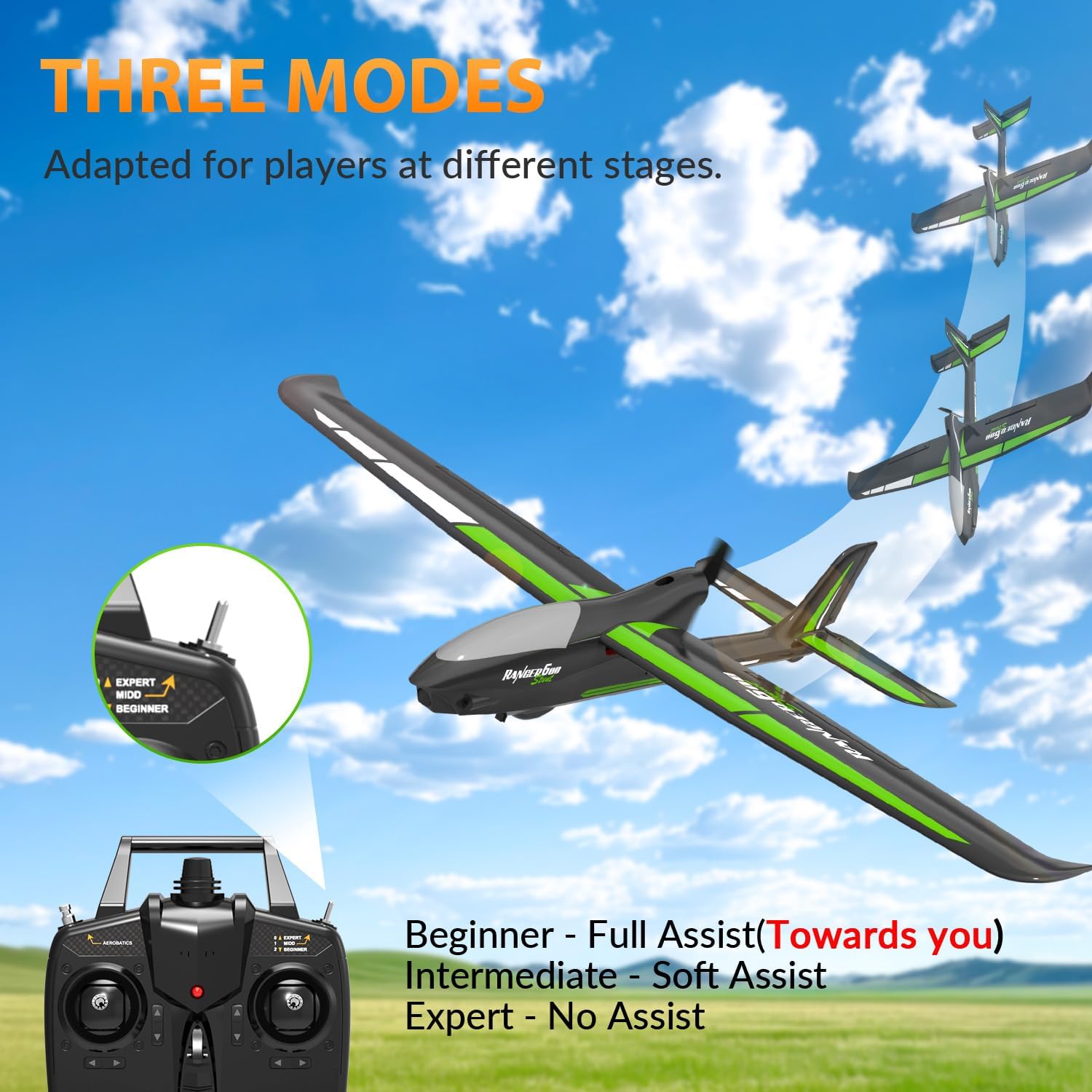 VOLANTEXRC New Version RC Plane,Remote Control Airplane for Adults,4-Channel RC Plane with Durable Foam