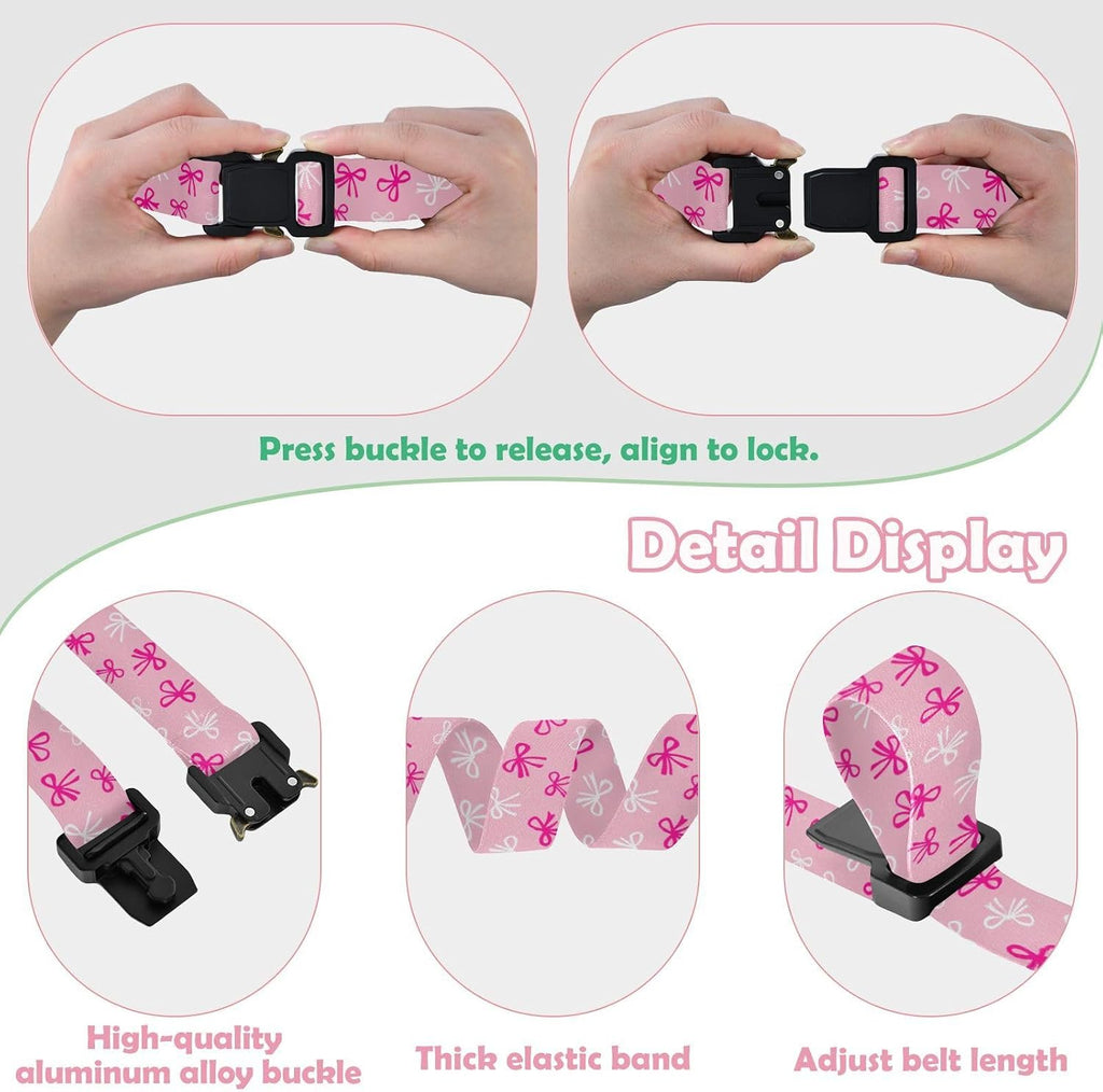 Bow Tie Adjustable Kids Elastic Belts, Girls Boys Stretch Waist Belt with Aluminum Alloy Buckle