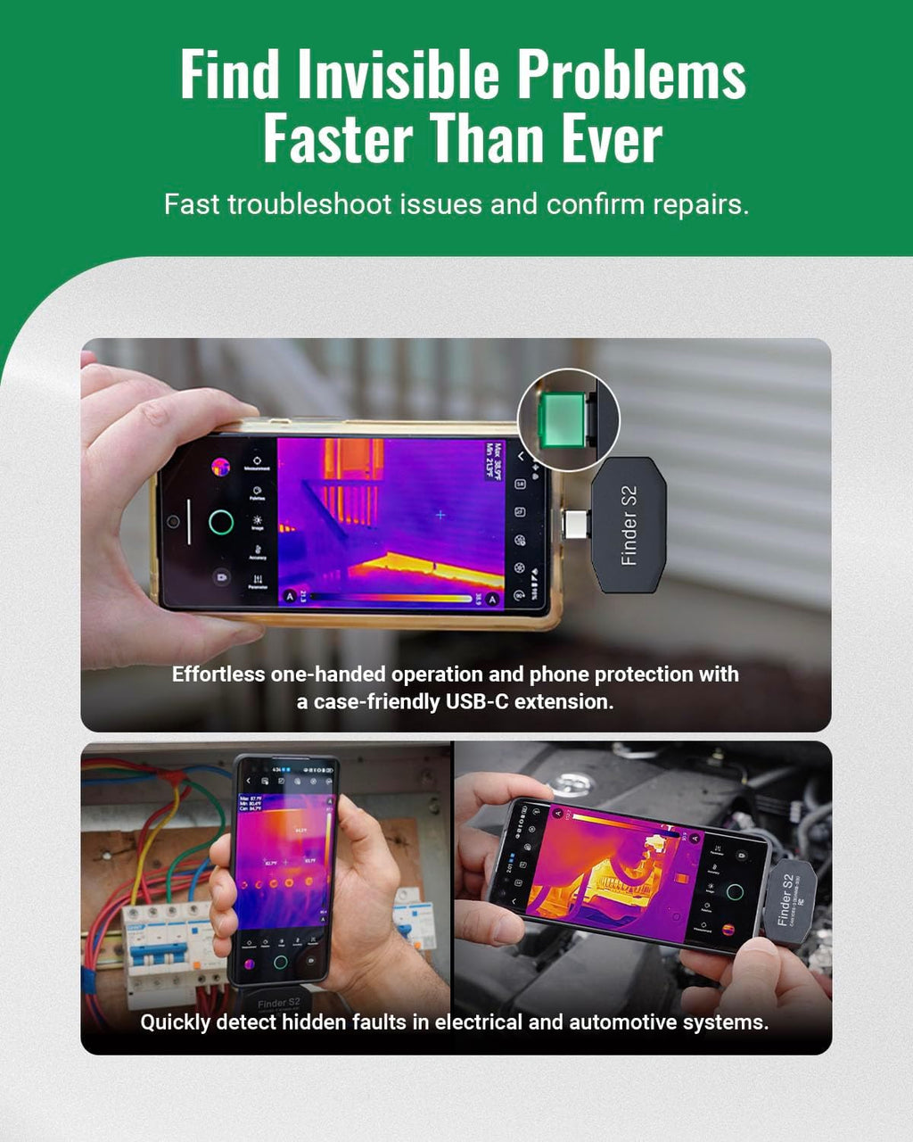 Finder S2 Thermal Camera Andriod,512x384 Super Resolution,256x192 IR Resolution Thermal Imaging Camera,Thermal Imager