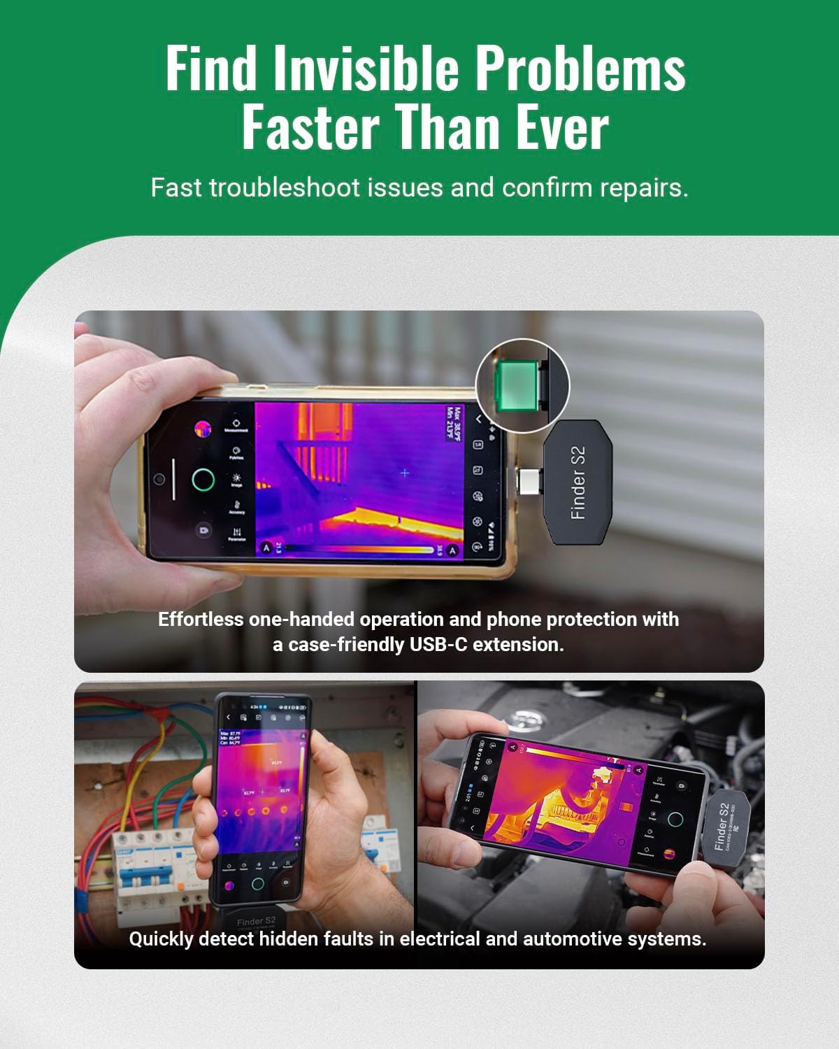 Finder S2 Thermal Camera Andriod,512x384 Super Resolution,256x192 IR Resolution Thermal Imaging Camera,Thermal Imager