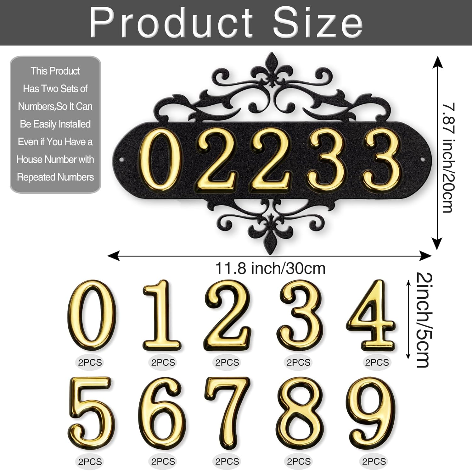 House Numbers for Outside,Metal House Address Numbers for Hotel House Home Office Garden Decorative Wall,Black Modern