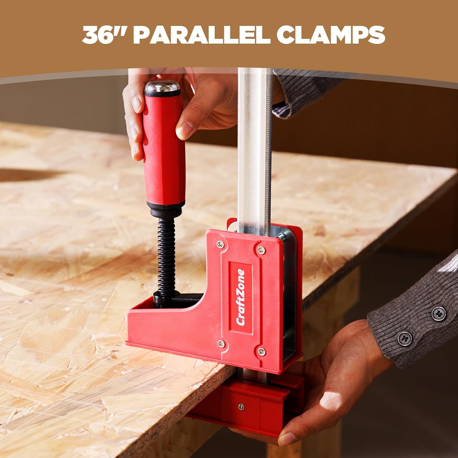 2-Pack 36" Parallel Clamps Bar Clamps for Woodworking F Bar Clamp with 1500 lbs Load Limit 3-7/8" Throat Depth