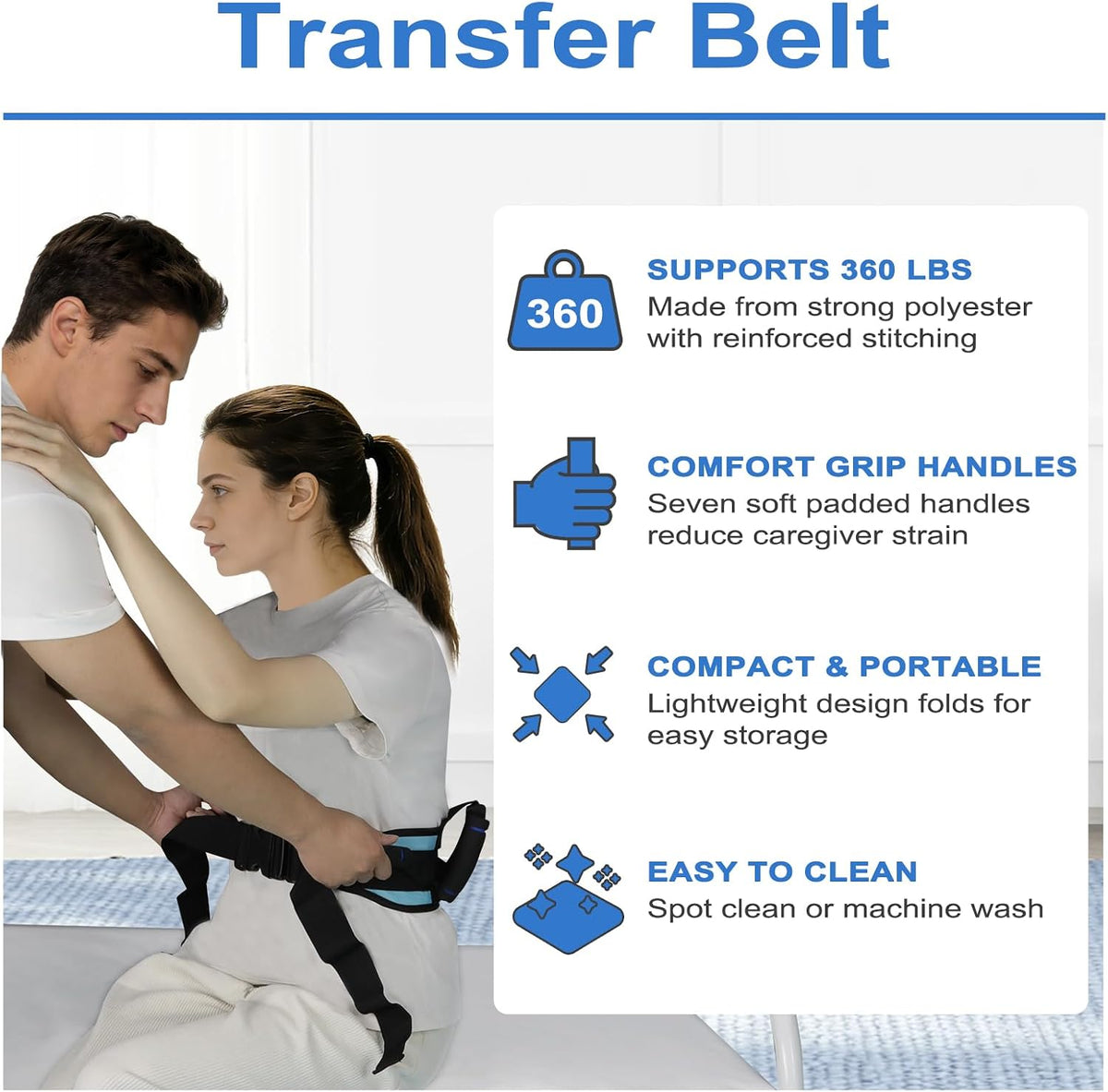 Gait Belts for Seniors,Transfer Belt with 7 Handles Quick Release Buckle