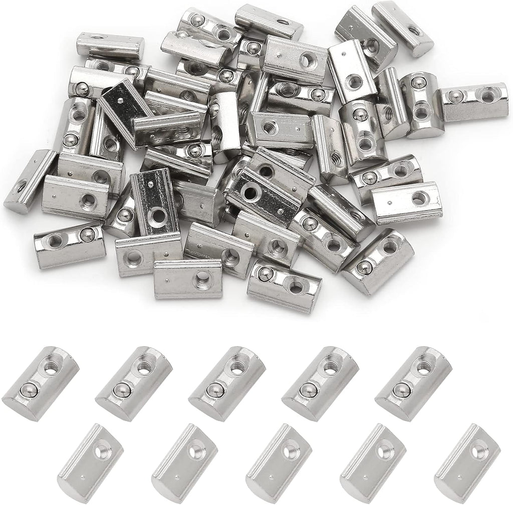 50Pcs M3 Spring T Nut 2020 Extrusion Slot 6mm Nickel Plated