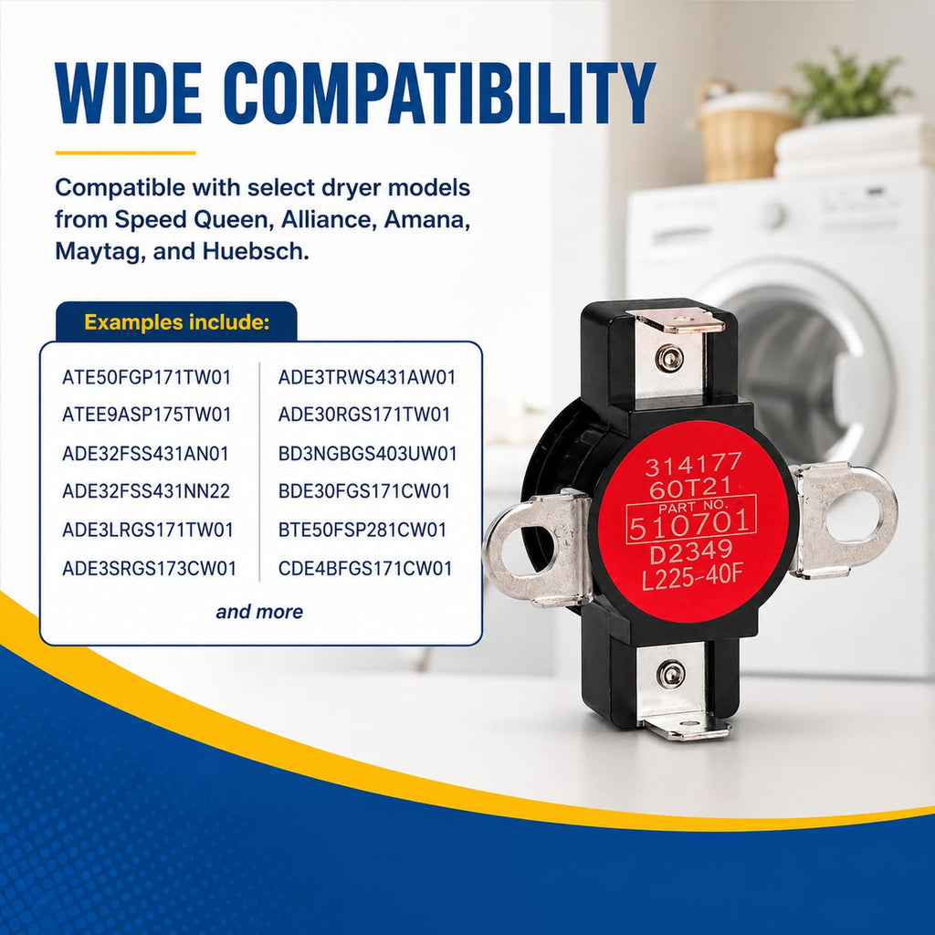 D510701 Dryer High Limit Thermostat Compatible with Speed Queen