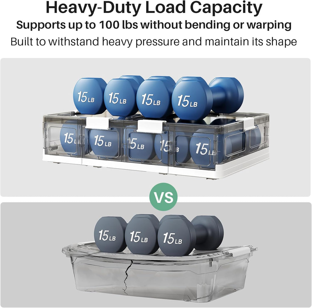 Clear Plastic Under Bed Storage Containers Bins with Lids and 8 Pre-installed Wheels,37.8 Qt, Rolling Foldable Flat