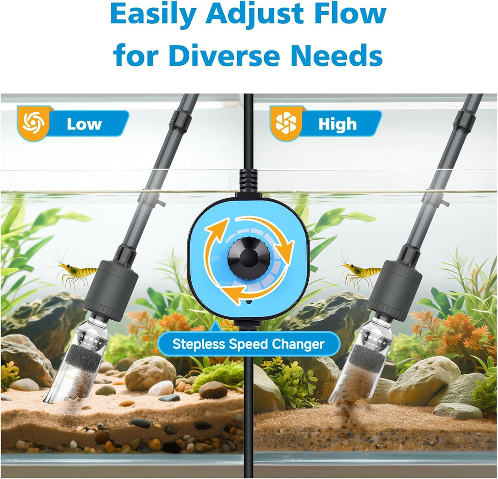 Electric Aquarium Vacuum Gravel Cleaner, 25W 6 in 1 Multifunction Fish Tank Cleaner Kit Gravel Vacuum for Fish Tank