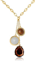 Resin Stone Dangle Pendant Necklace for Women, 18"+3" Gold-Tone Statement Necklace