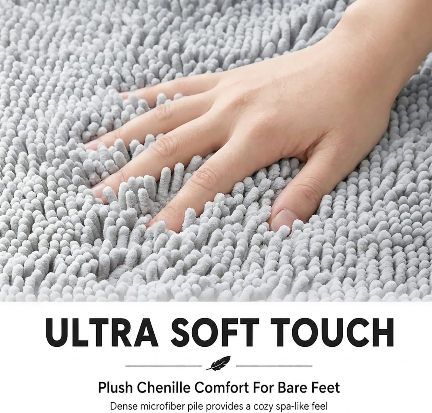 Bathroom Rugs Sets 2 Piece,Super Absorbent Soft,Thick,Machine Washable Chenille Bath Mat,Non Slip Toilet Floor