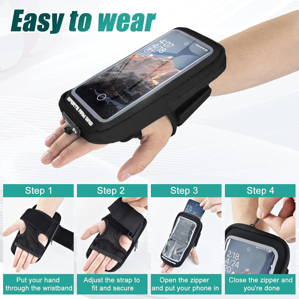 Phone Holder for Running, Running Armband Phone Holder with Carabiner, Phone Armbands for iPhone 17 16 15 14 13 12