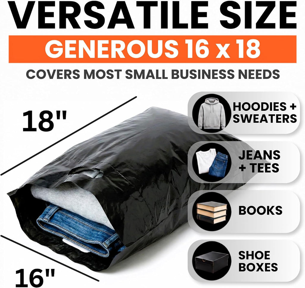16x18 Large Plastic Shopping Bags for Small Business - Bags with Handles