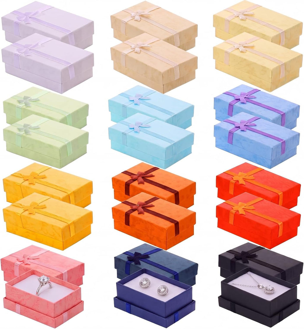 24 Pcs Jewelry Gift Boxes Set for Gift, 12 Colors, 3.2 x 2 Inches