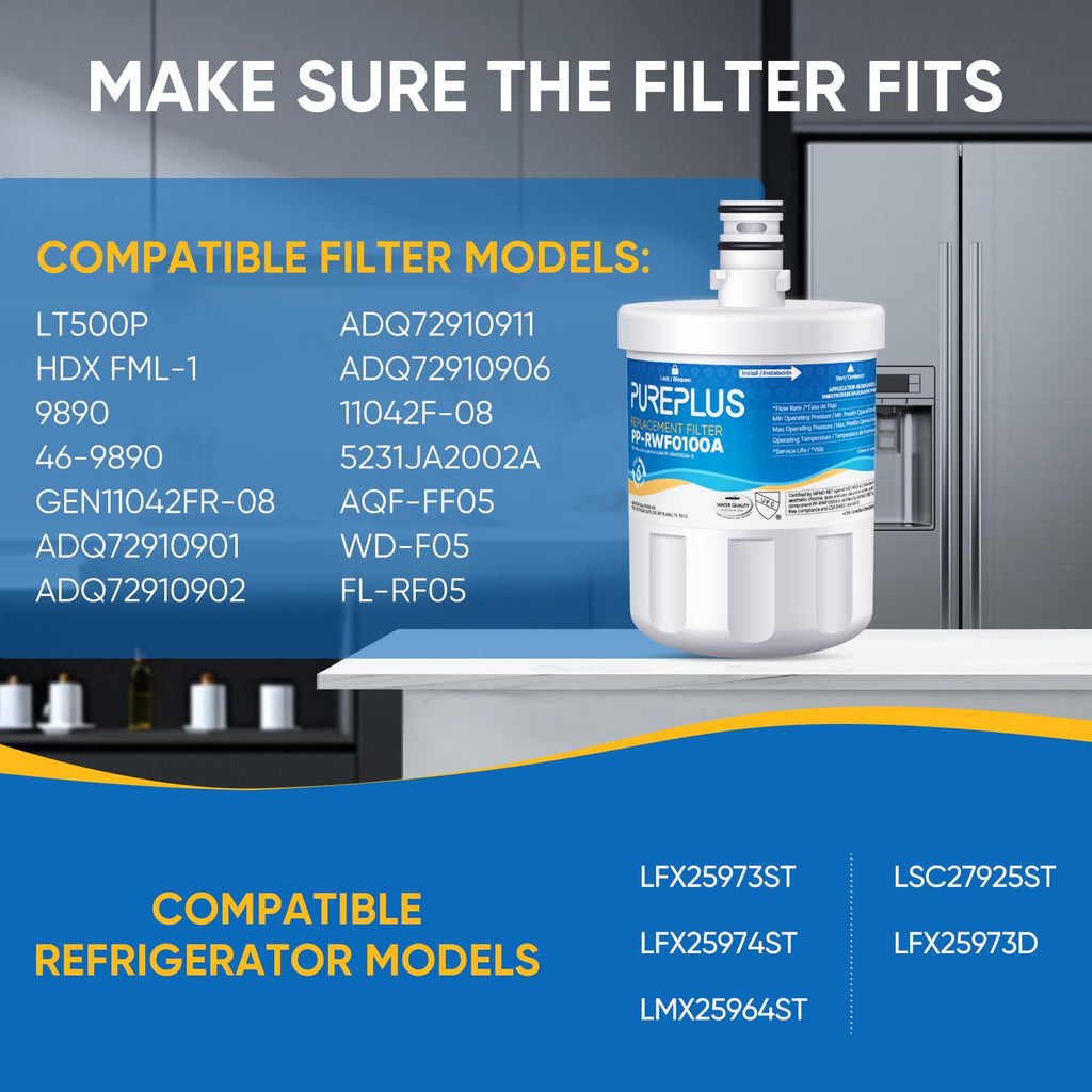 PUREPLUS RWF0100A Water Filter Replacement for LG LT500P 2 Pack