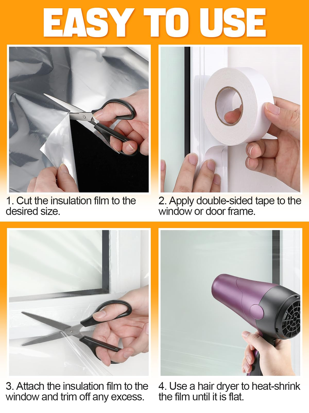 Winter Window Insulation, Plastic Covering, Clear Shrink Film