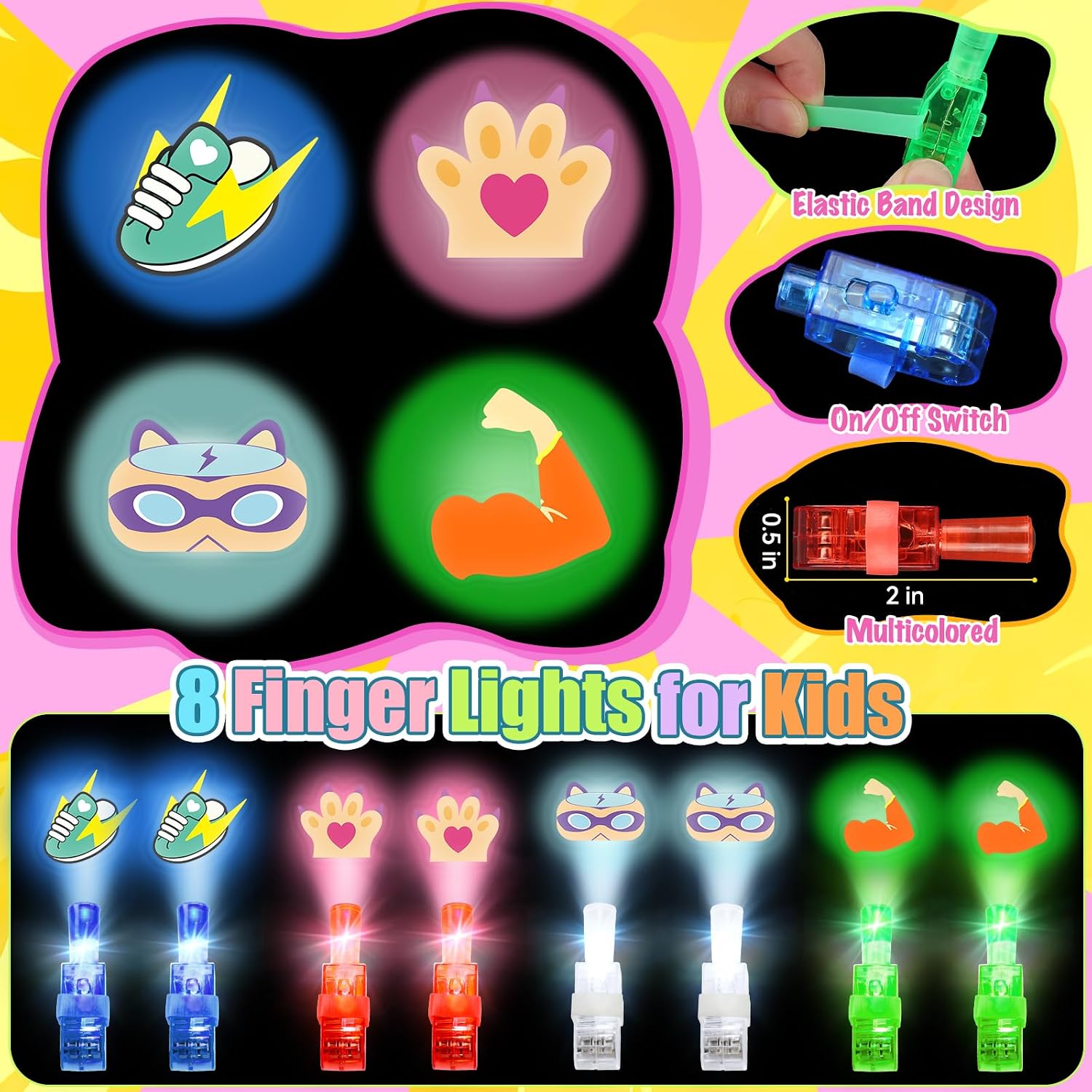 Kitties Capes with Finger Lights, Masks Dress Up for Kids 3-12 | 4 Kitties Capes, 4 Masks, 8 Lights, Superhero Capes