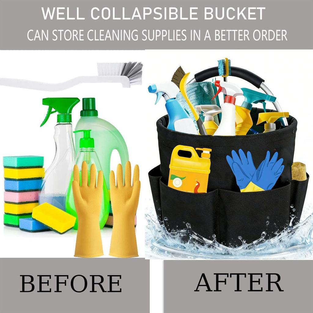 Cleaning Caddy with Handle,Cleaning Supplies 17L Foldable Storage Basket,Portable Multi Bucket Organiser Mop Bucket