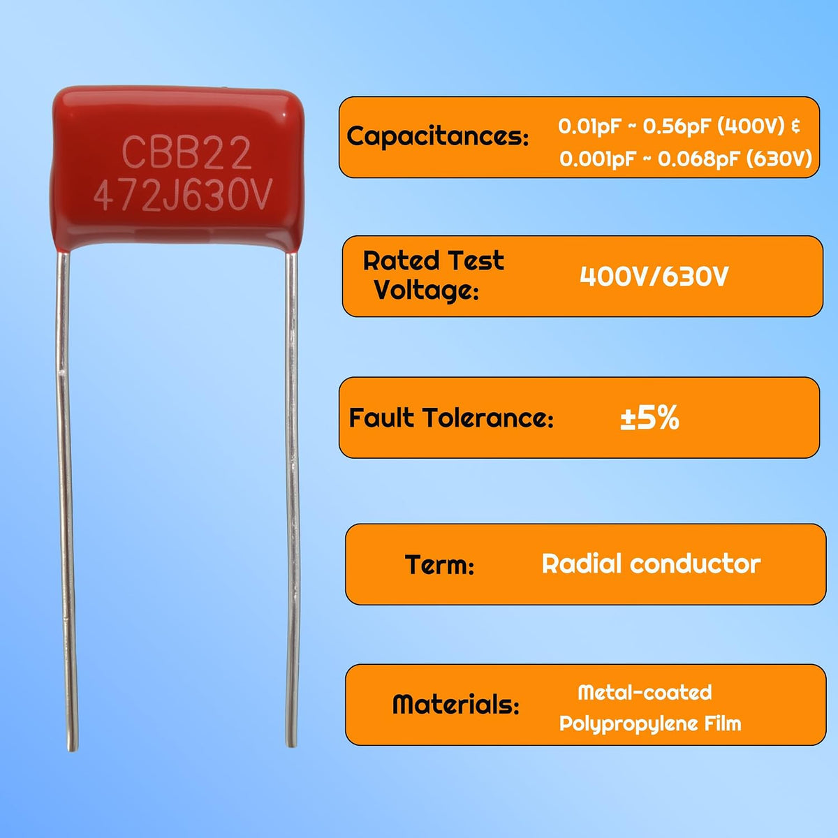 15 Values 210 Pcs CCB Metallized Polypropylene Film DC Capacitor kit