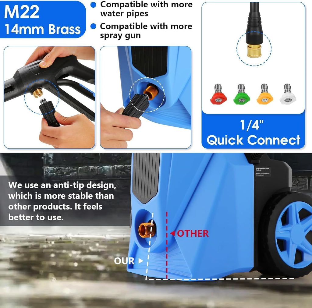 Pressure Washer 5000 PSI,2.8 GPM Power Washer with Foam Cannon,Portable Cleaner with 33ft Hose Reel,4 Nozzle Tips,and