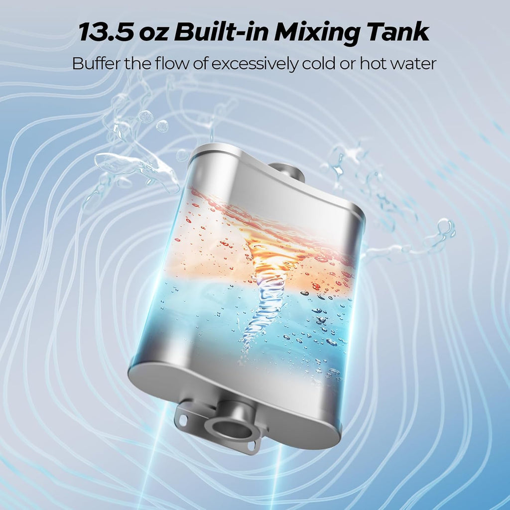 InstaShower 9 Pro RV Tankless Water Heater, Built-in Mixing Tank | Easy Retrofit with 15"x15" Door, 66,000 BTU