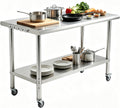 Stainless Steel Prep Table 48"x24"x35" Rolling Work Table BBQ