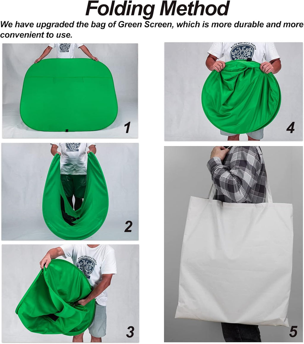 Portable Green Screen Chair, 59 in Greenscreen Backdrop with Stand Double Sided Foldable Green Background, Chroma Key