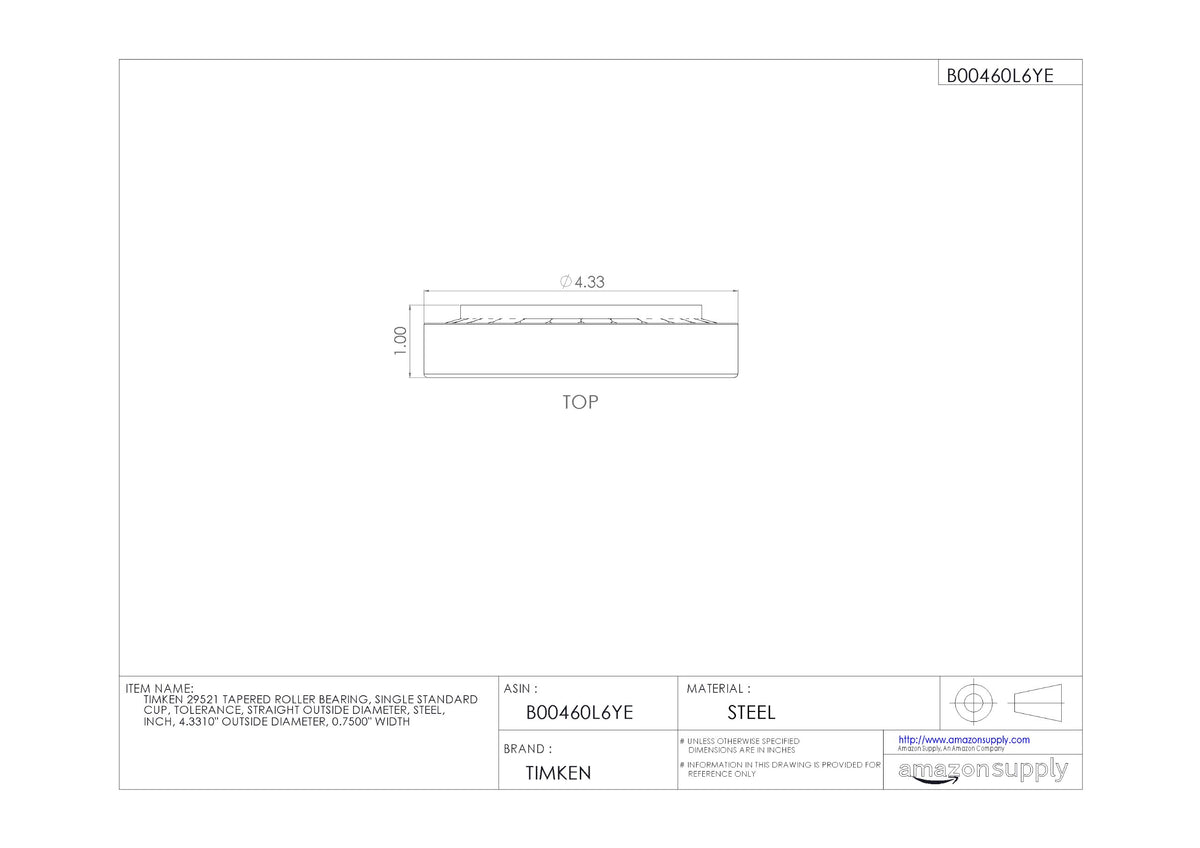 Timken Tapered Roller Bearing Cup - 29521