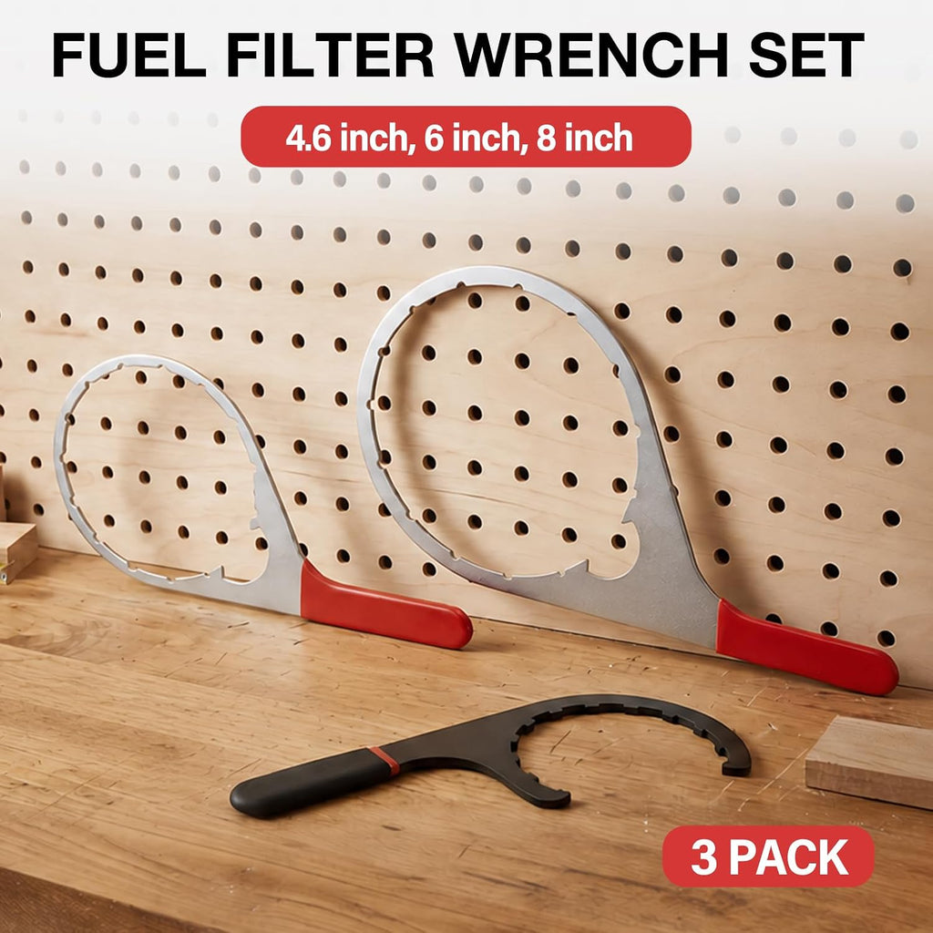 4.6 Inch, 6 Inch, 8 Inch Fuel Filter Wrench Set | Compatible with 380134 Detroit Diesel Truck Engines, Navistar