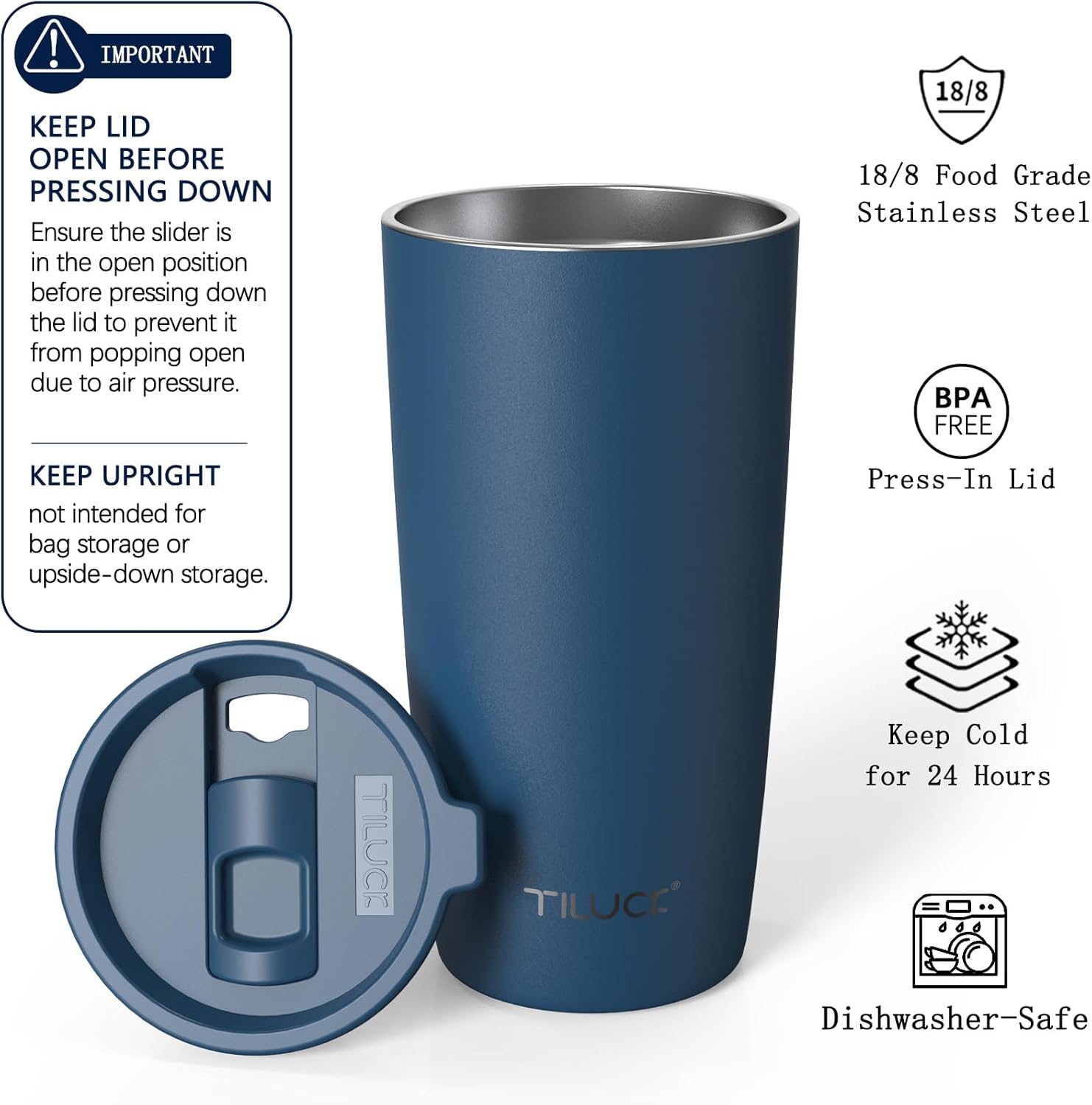 20 oz Insulated Coffee Tumbler with BPA-Free Lid | Travel Coffee Mug, Dishwasher Safe, Cup Holder Friendly