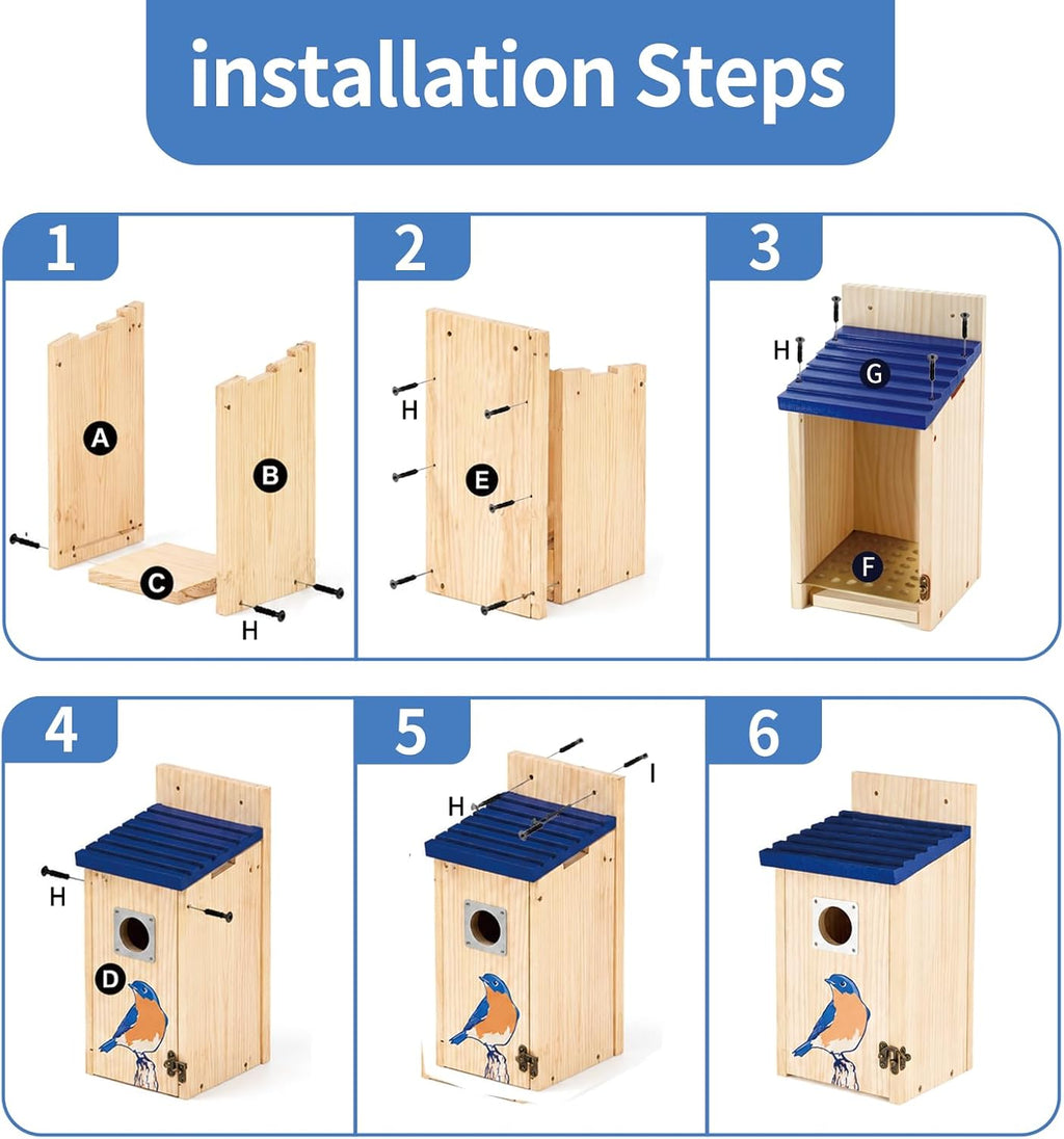 Bird Houses for Outside - Bluebird Houses with Metal Predator Guard