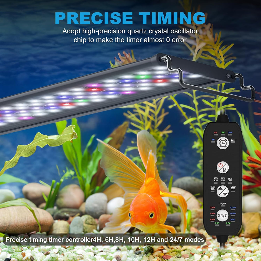 24/7 Led Aquarium Light for Plants Growth-Full Spectrum, 12-18 Inch | Fish Tank Light with Timer for Freshwater Tank