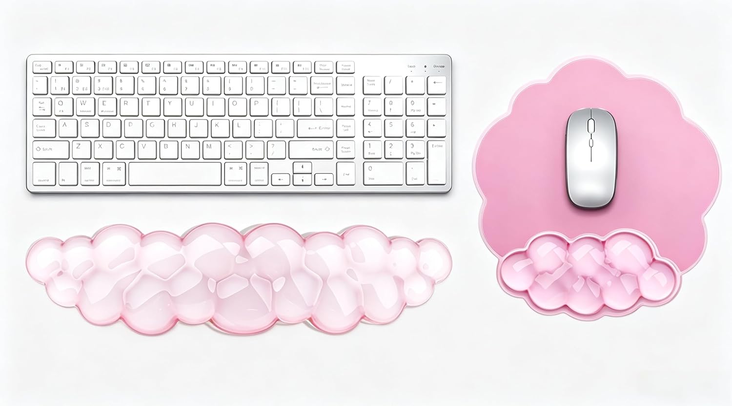 Mouse Pad with Wrist Rest, Soft Cloud Gel Keyboard Mouse Pad Set with Hand Wrist Support, Cute Non Slip Office Desk