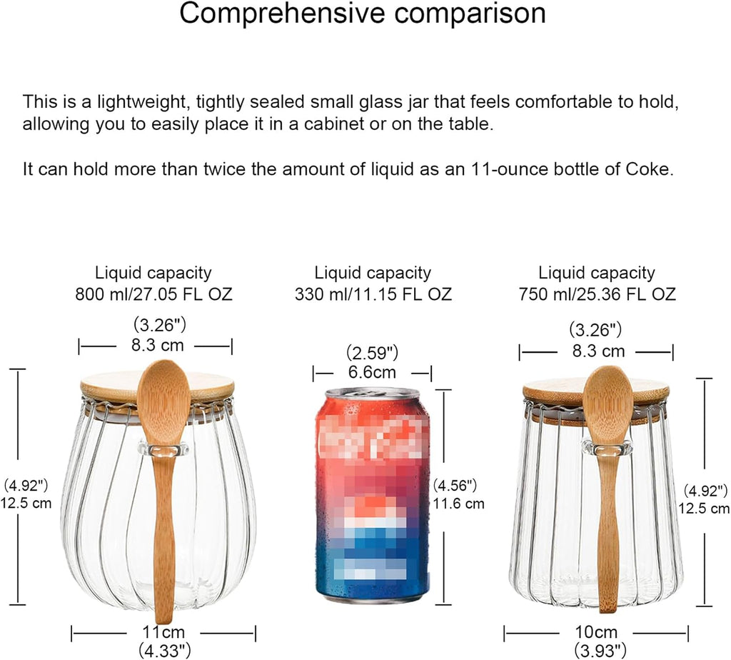 Sugar Bowls Sugar Container 25.36 FL OZ Glass Coffee Canister Airtight Food Storage Jar with Lid and Spoon Candy Jar