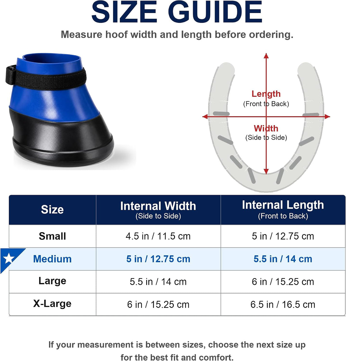 Rubber Medical Hoof Boot, Royal Blue
