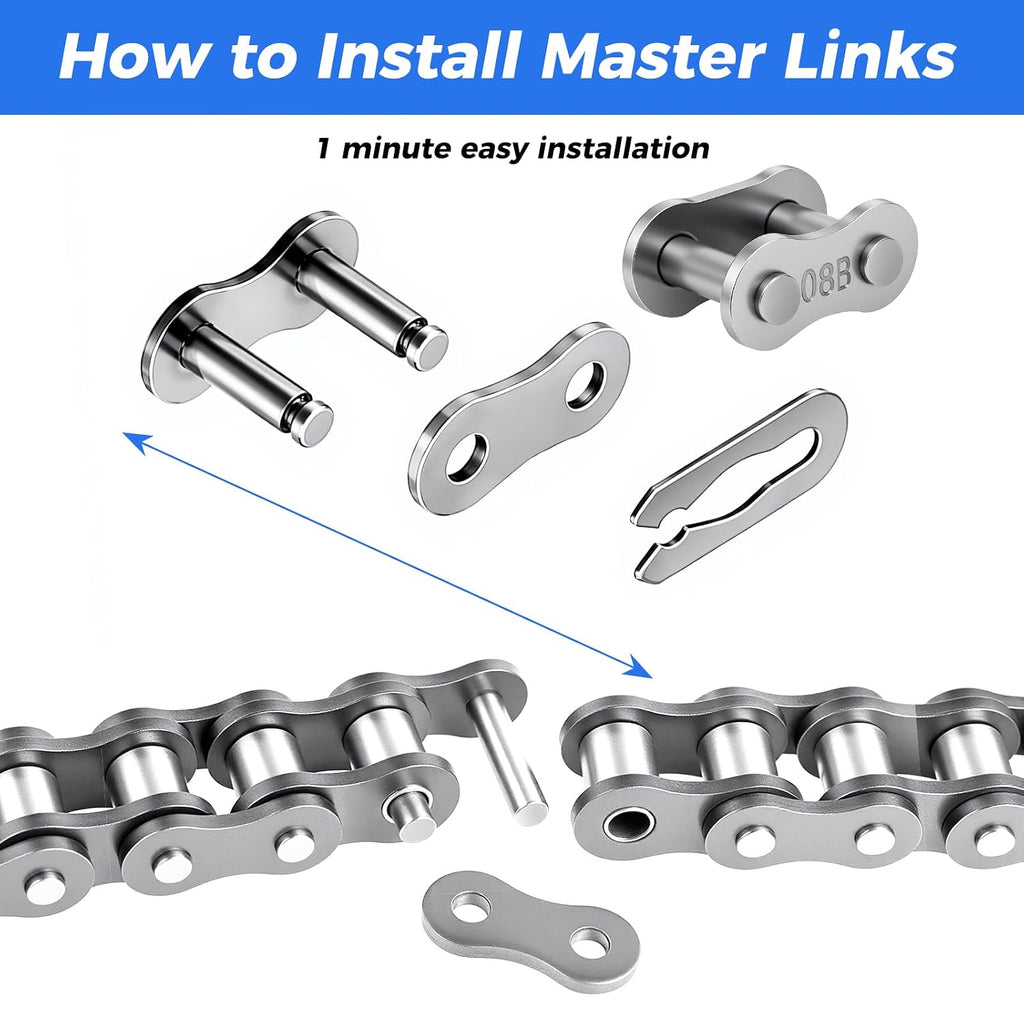 428 Roller Chain 20 Feet 478 Links, 08B Simplex Roller Chain for Chain Driven Sliding Gate Garage Openers, Extension 08B Metric Standard 428#, Includes Chain Breaker and 12 Connecting Links