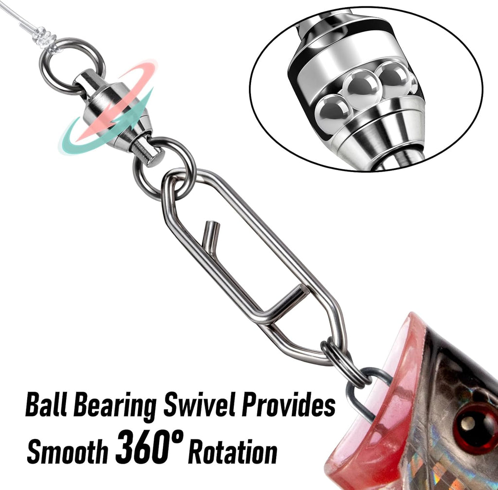 30-Pack Fishing Speed Clips Quick Change Snap Swivels, Ball Bearing Swivel Power Clips Fishing Snap Swivels