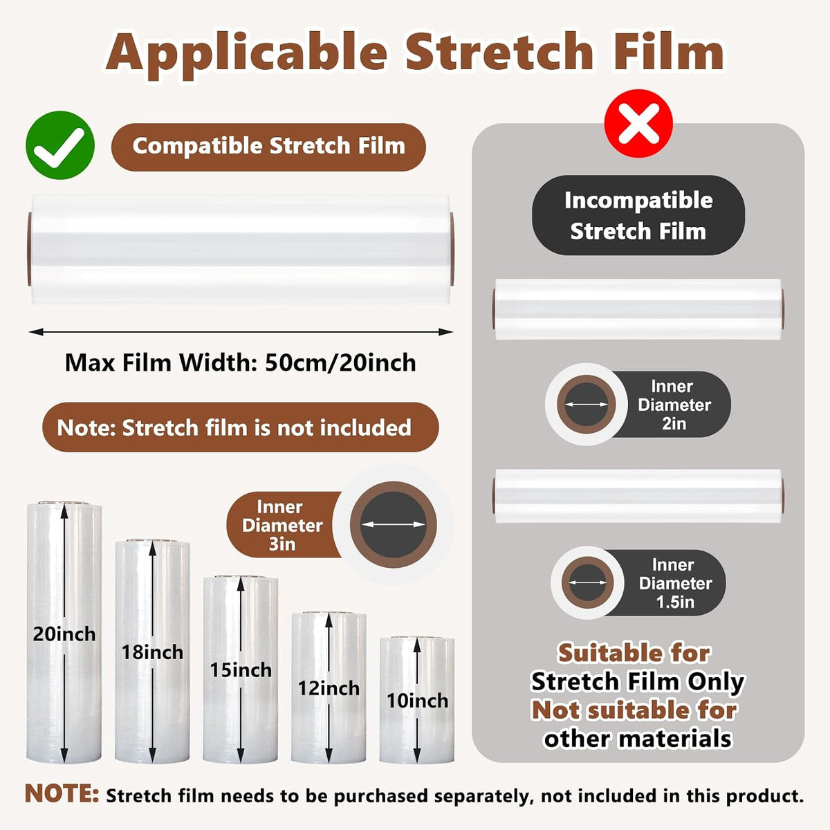 Manual Stretch Film Wrap Dispenser w/ 15-inch Turntable