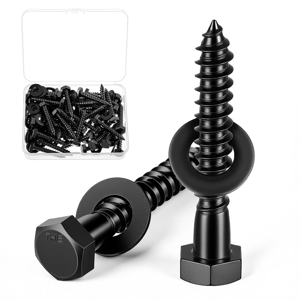 100 Pcs 3/8'' X 1-1/2'' Hex Head Lag Bolts Screws with Washers, Black