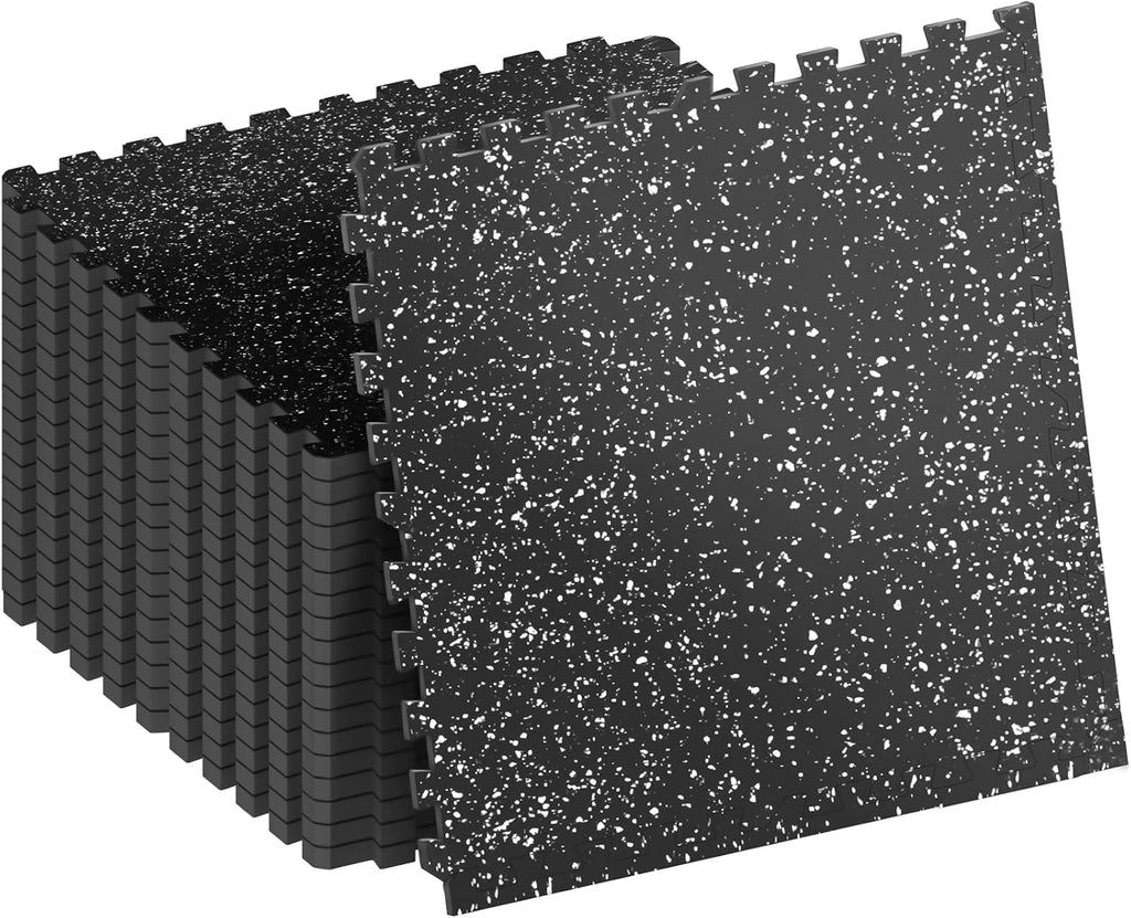 0.8in Thick 72 Sq Ft Gym Flooring for Home Gym, 18 Tiles Workout Exercise Equipment Mats, Rubber Top with EVA Foam