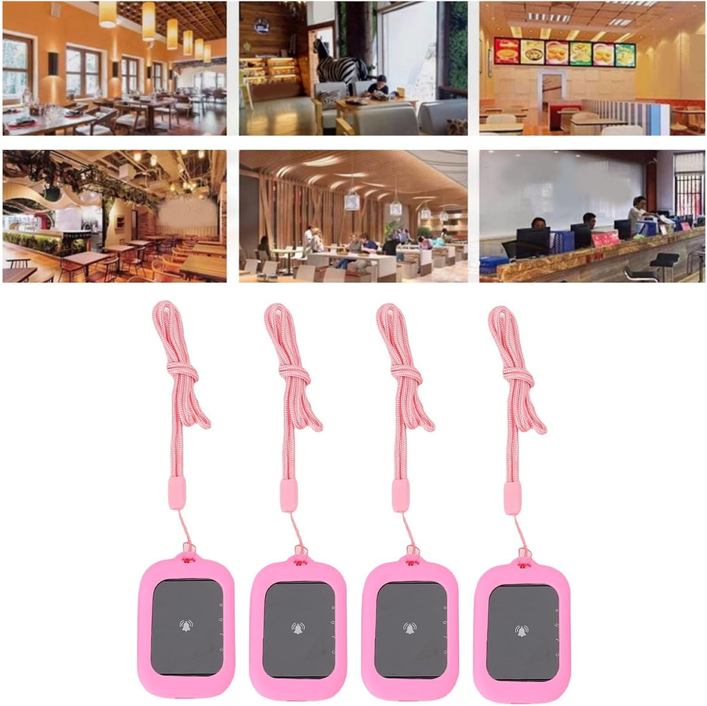 Restaurant Pager System,Wireless Calling System with 4 Receivers,800M 3 Prompt Mode Waterproofing Guest Queue Pager