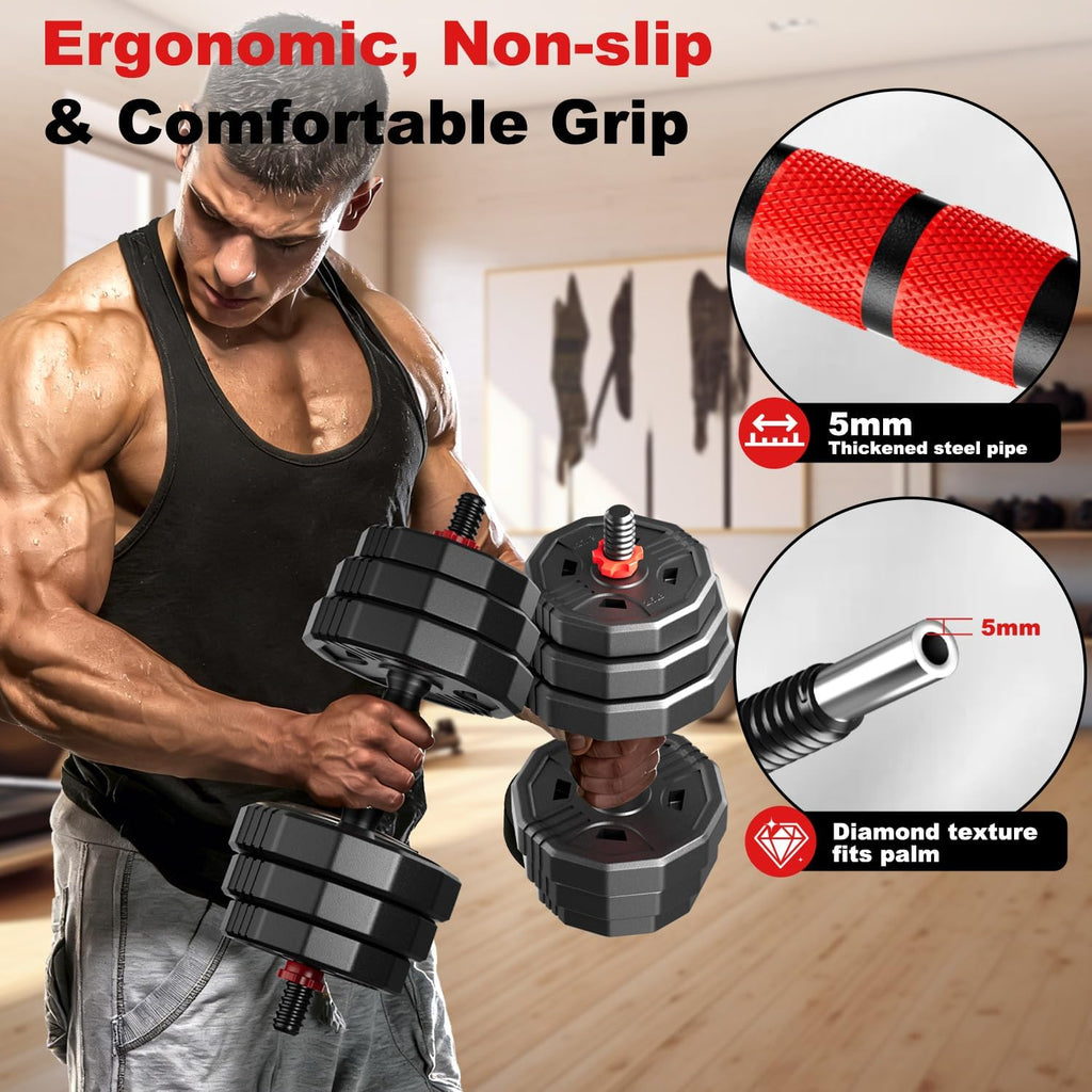 Adjustable dumbbell set, 20/30/45/70/90lbs Free Weight Set with Connector, 5 in1 Multi-Function Dumbbells Set Used as