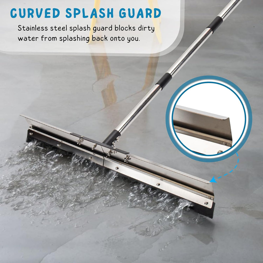 Floor Squeegee for Concrete Water Removal, 31'' Large Heavy Duty Water Pusher with Splash Guard for Garage, Deck