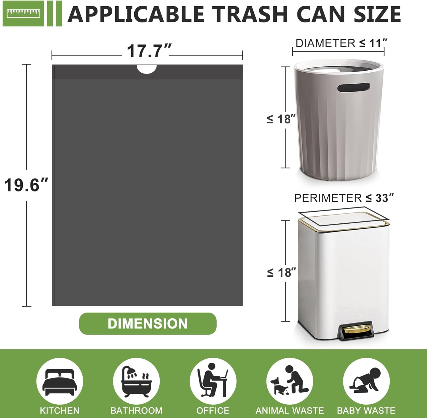 132 Count Small Trash Bags, 4 Gallon Drawstring Garbage Bags, Bathroom Wastebasket Liners, Tear-Free Plastic Bags for