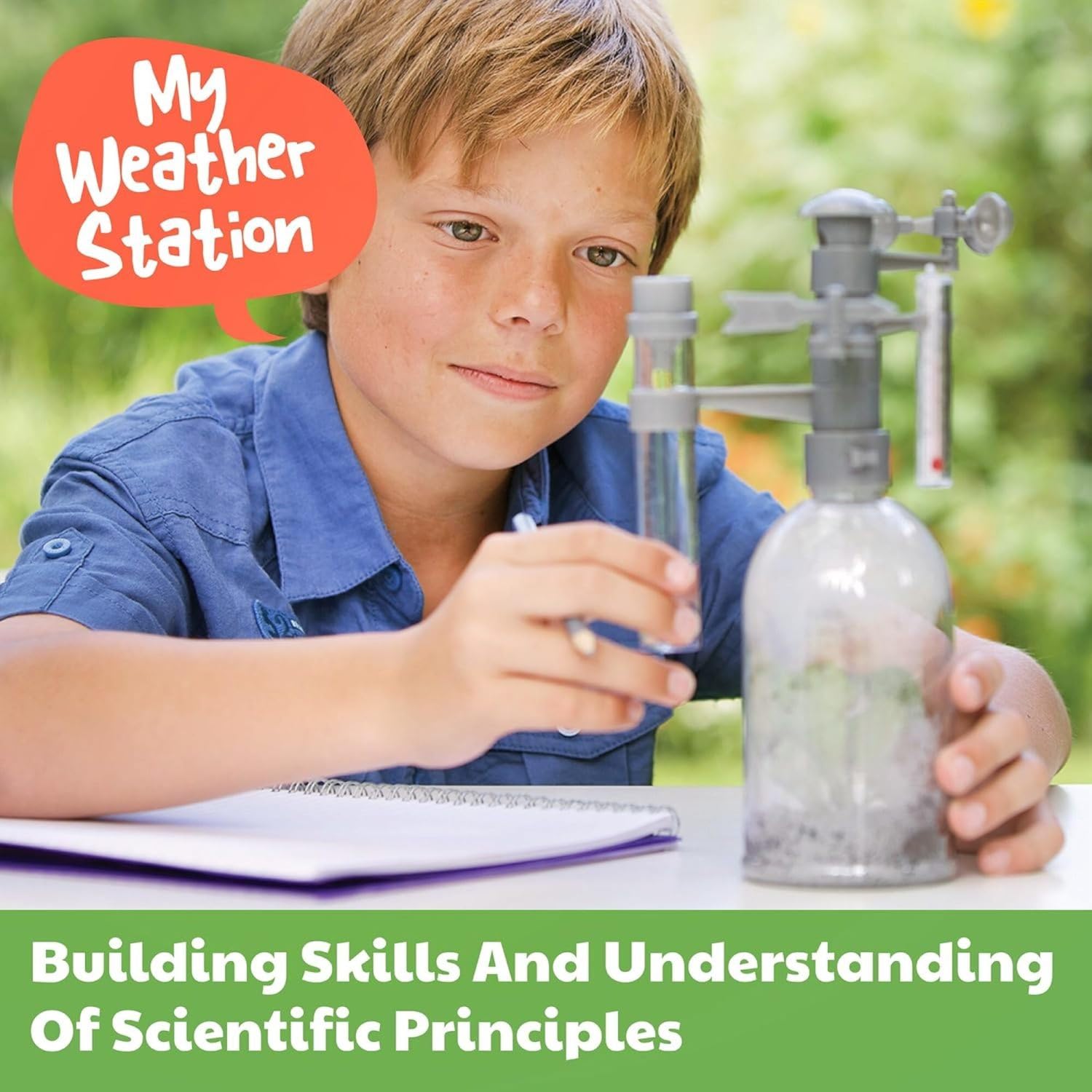 Green Science Weather Station - DIY Mini Observatory & STEAM Science Kit | Build an anemometer, rain gauge and