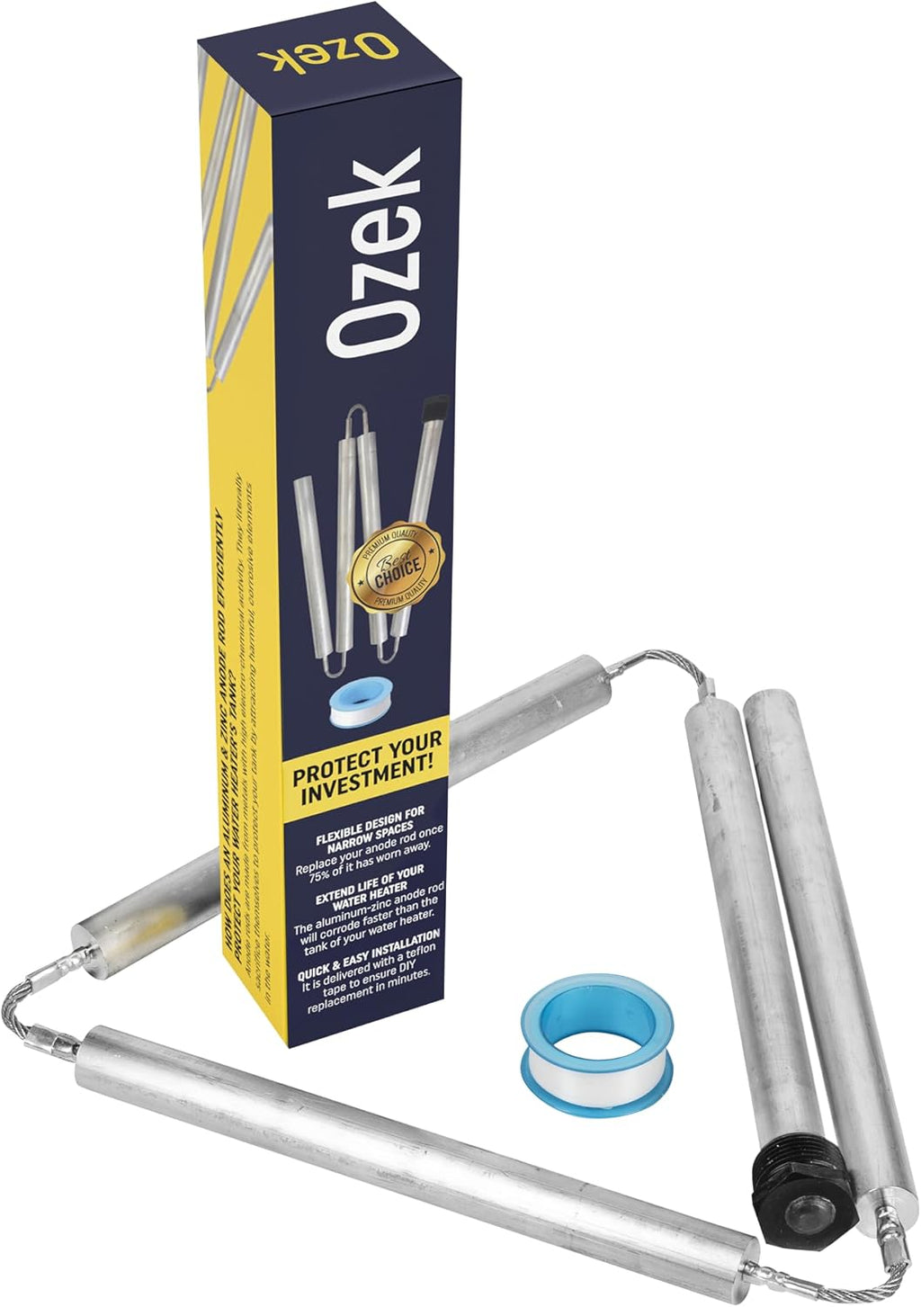 Ozek Anode Rod for Hot Water Heater - 44 in Segmented Aluminum Zinc Anode