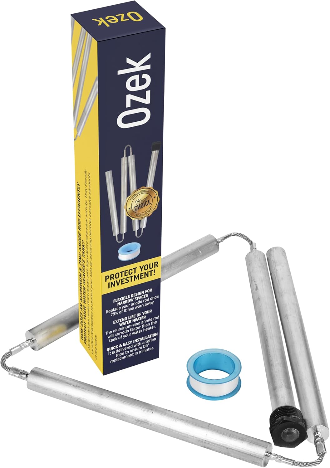 Ozek Anode Rod for Hot Water Heater - 44 in Segmented Aluminum Zinc Anode