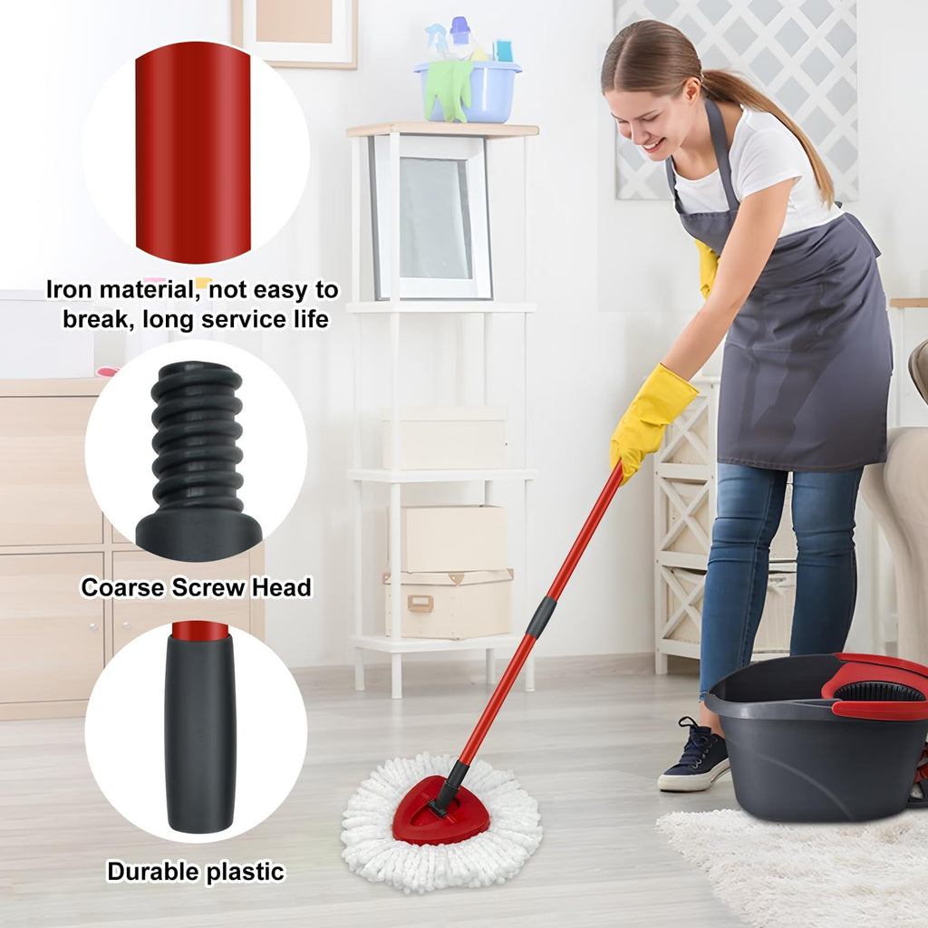 Mop Replace Heads Mop Handle and Base Replacement for O Cedar EasyWring 1-Tank Spin Mop System, 2 Microfiber Mops